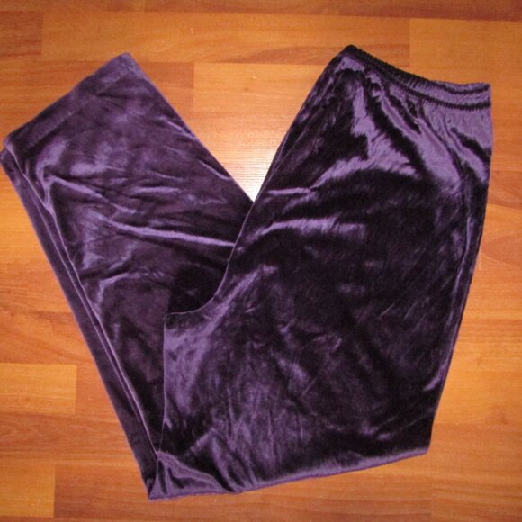 Purple Velvet Velour Pants - Vintage - XL - Picture 3 of 6